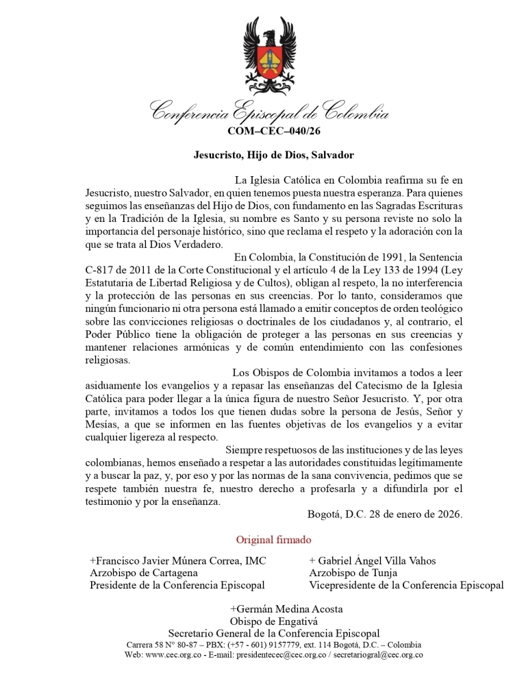 Comunicado de los obispos